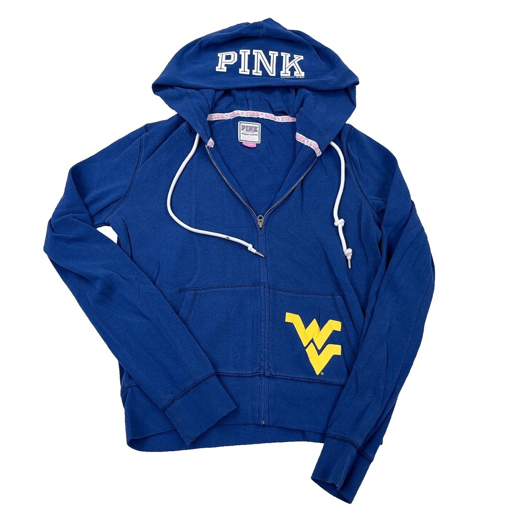 West Virginia Mountaineers Victoria Secret PINK Hoodie Jacket Medium WVU Y2K VTG